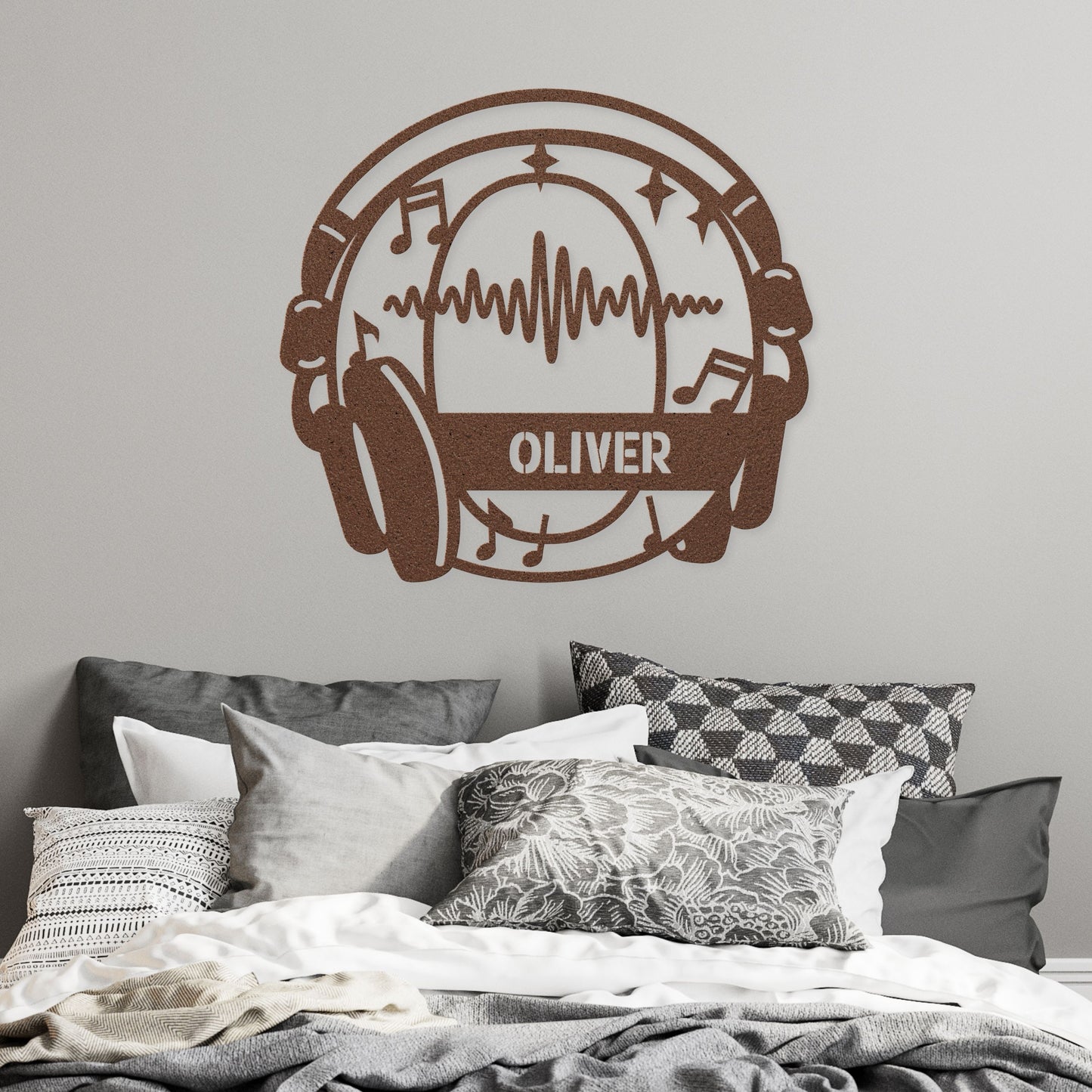 Personalized Headphones Monogram Letter O - Metal Sign