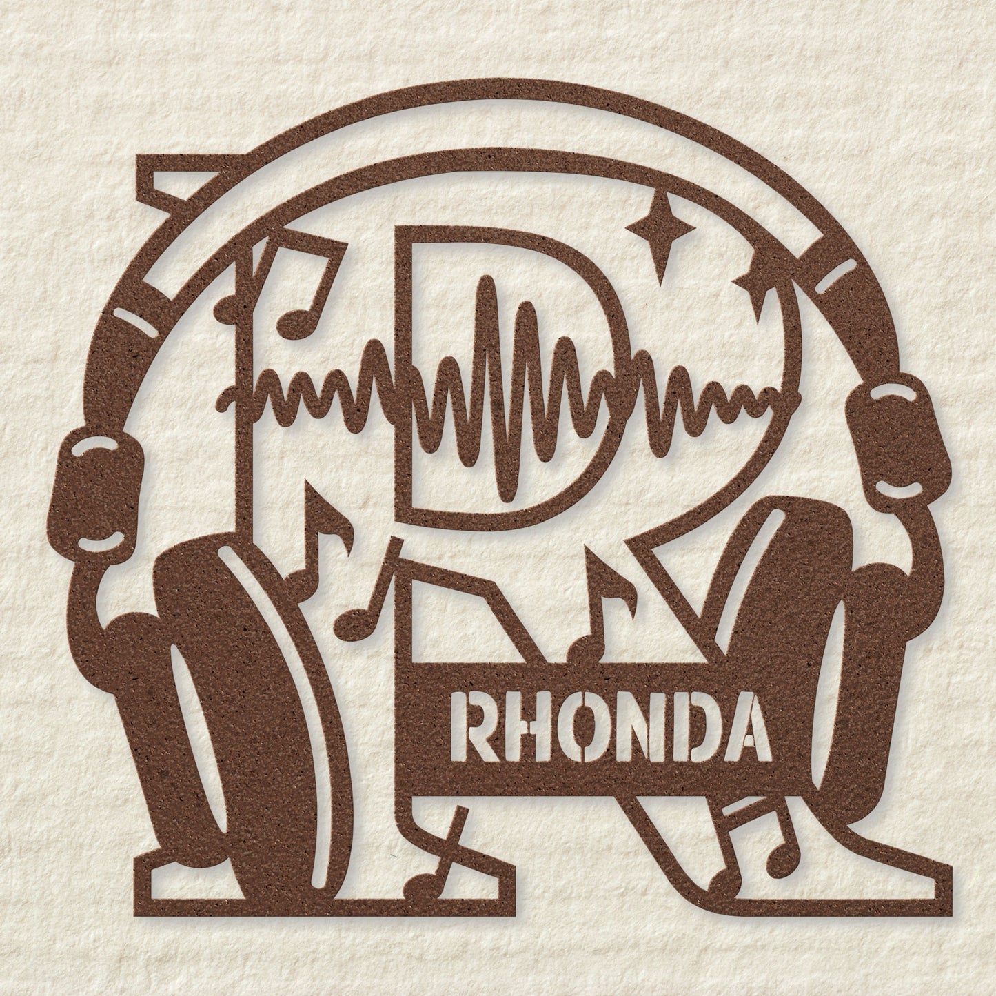 Personalized Headphones Monogram Letter R - Metal Sign