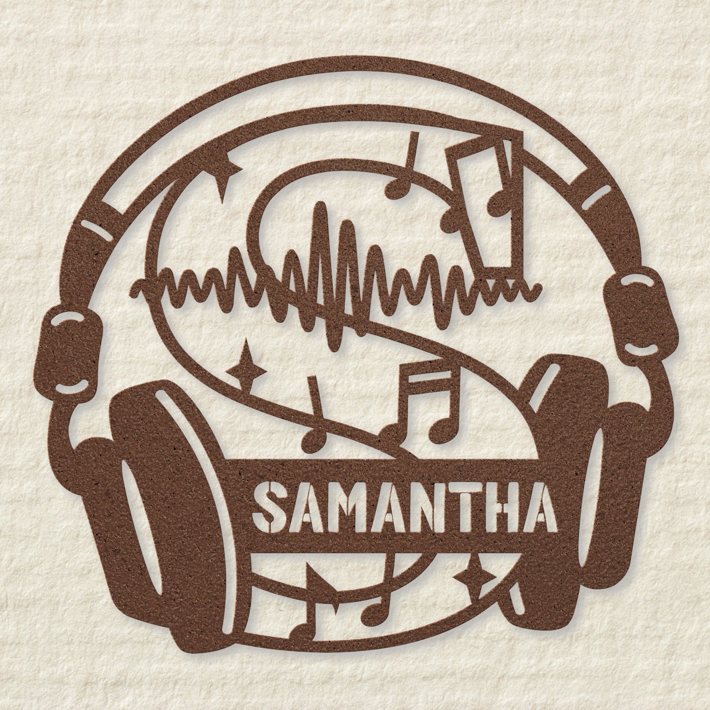 Personalized Headphones Monogram Letter S - Metal Sign