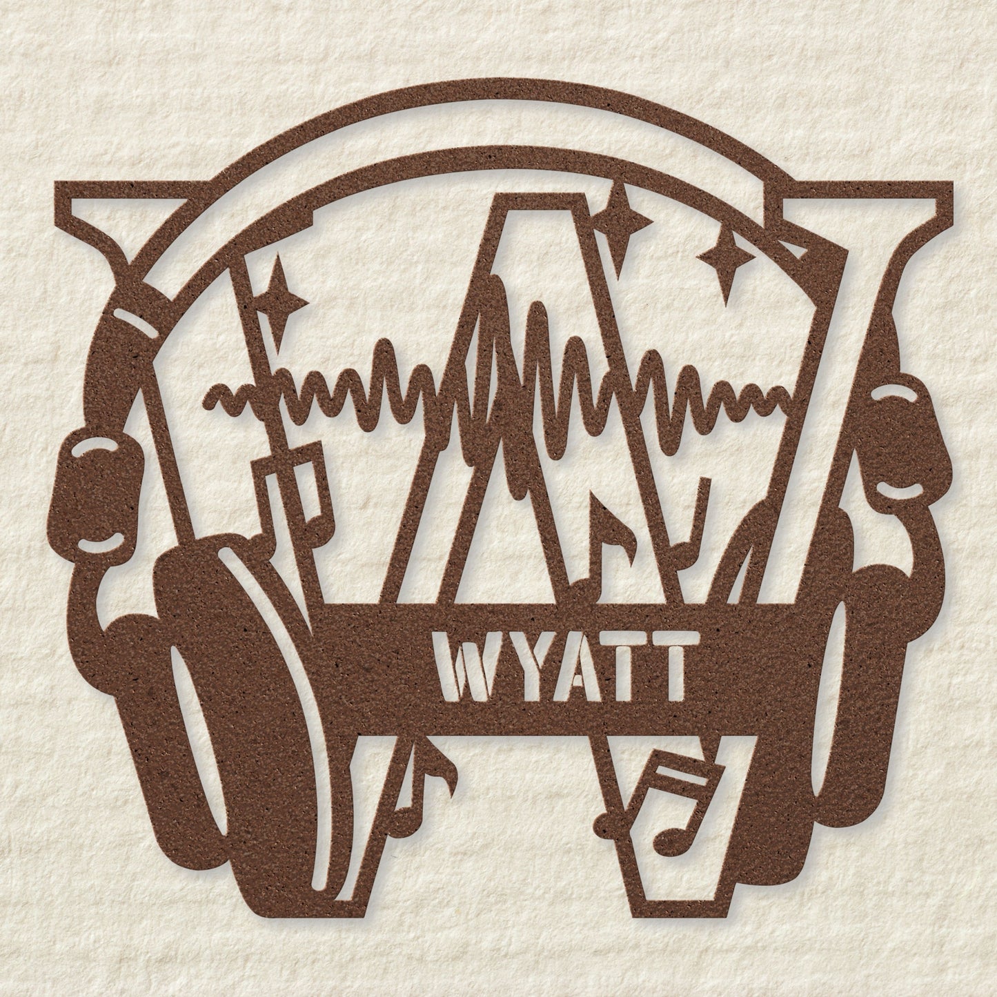 Personalized Headphones Monogram Letter W - Metal Sign
