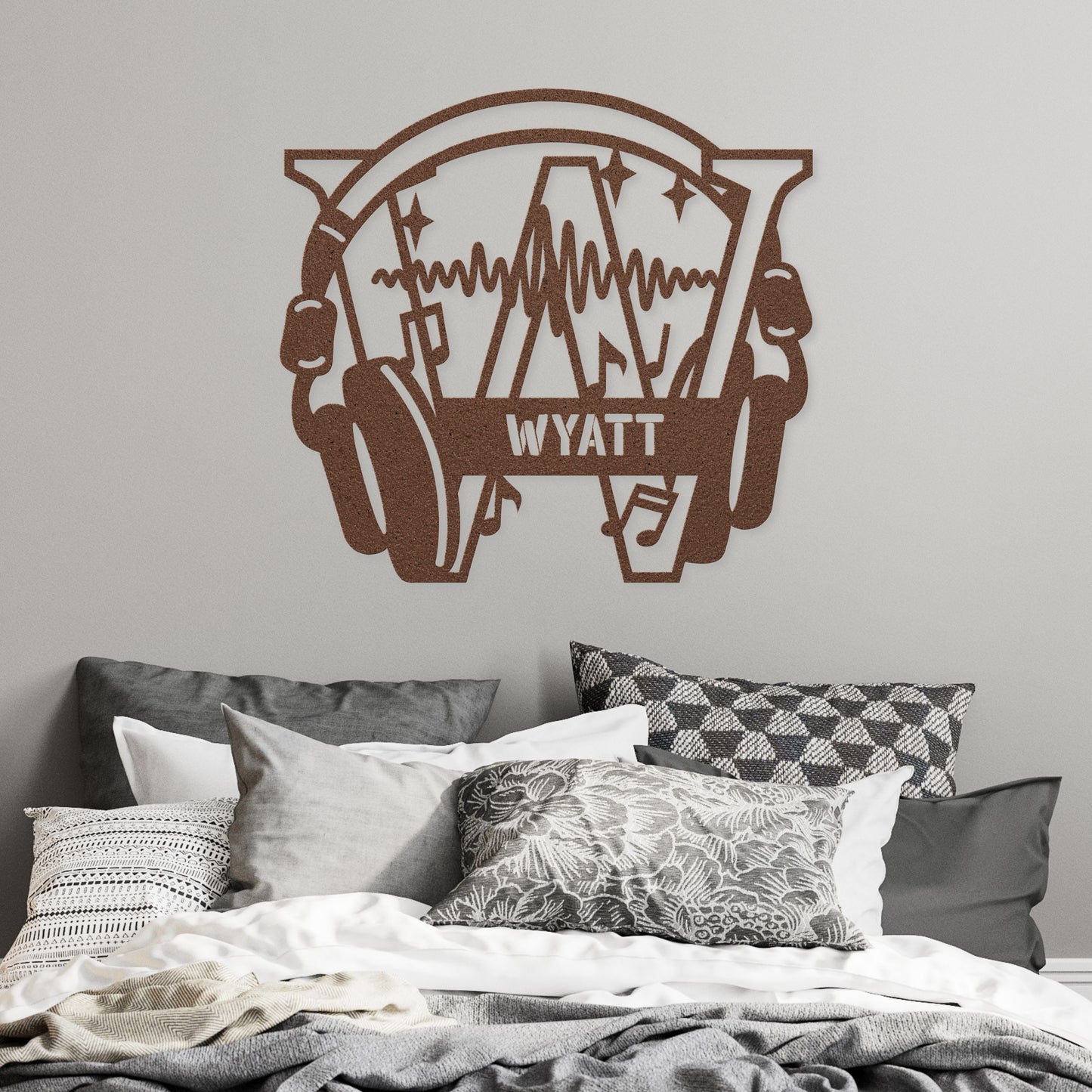 Personalized Headphones Monogram Letter W - Metal Sign