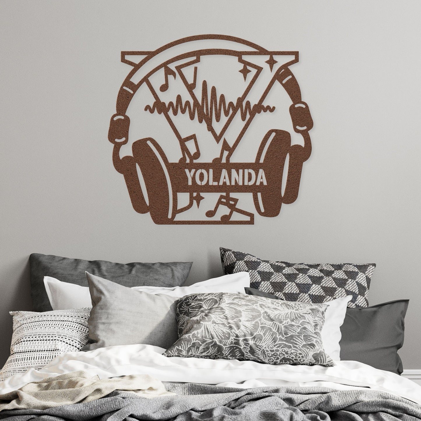 Personalized Headphones Monogram Letter Y Metal Sign