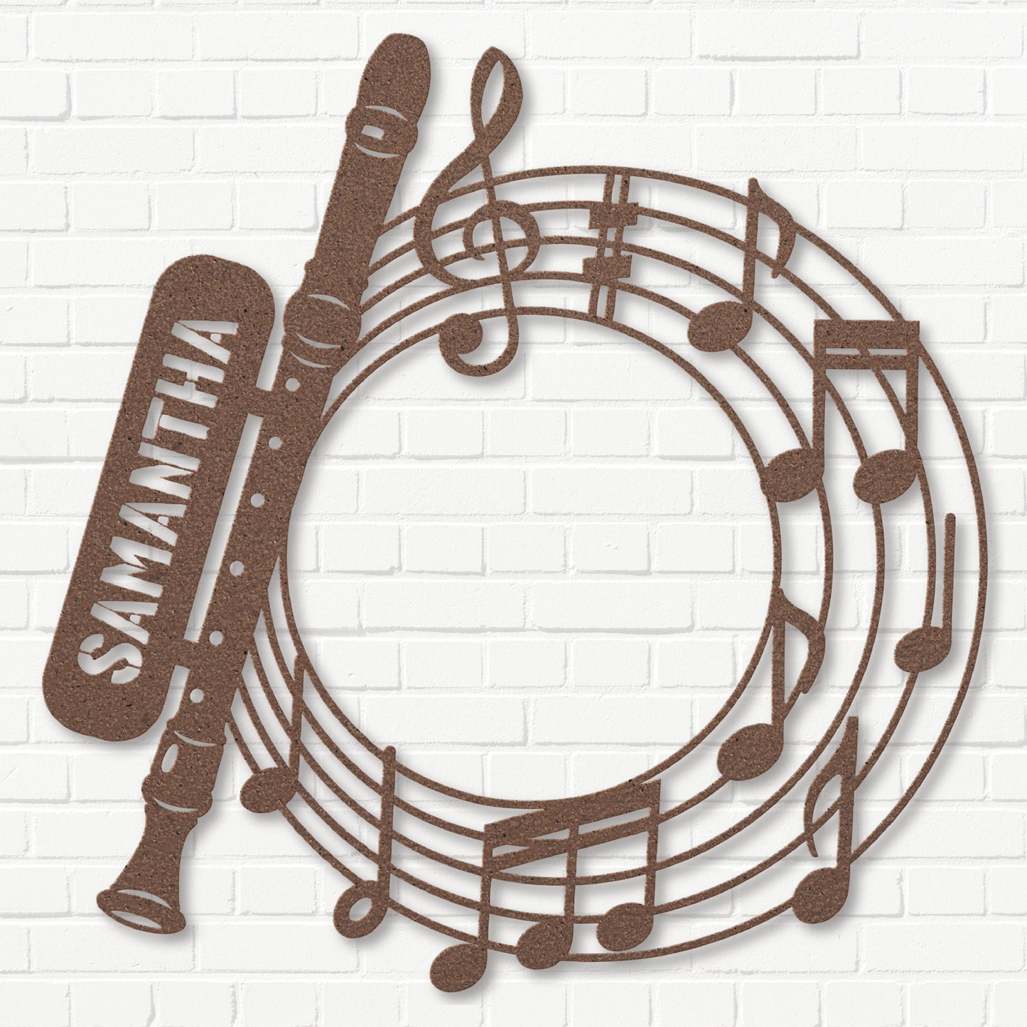Musical Flute with Notes - Metal Sign