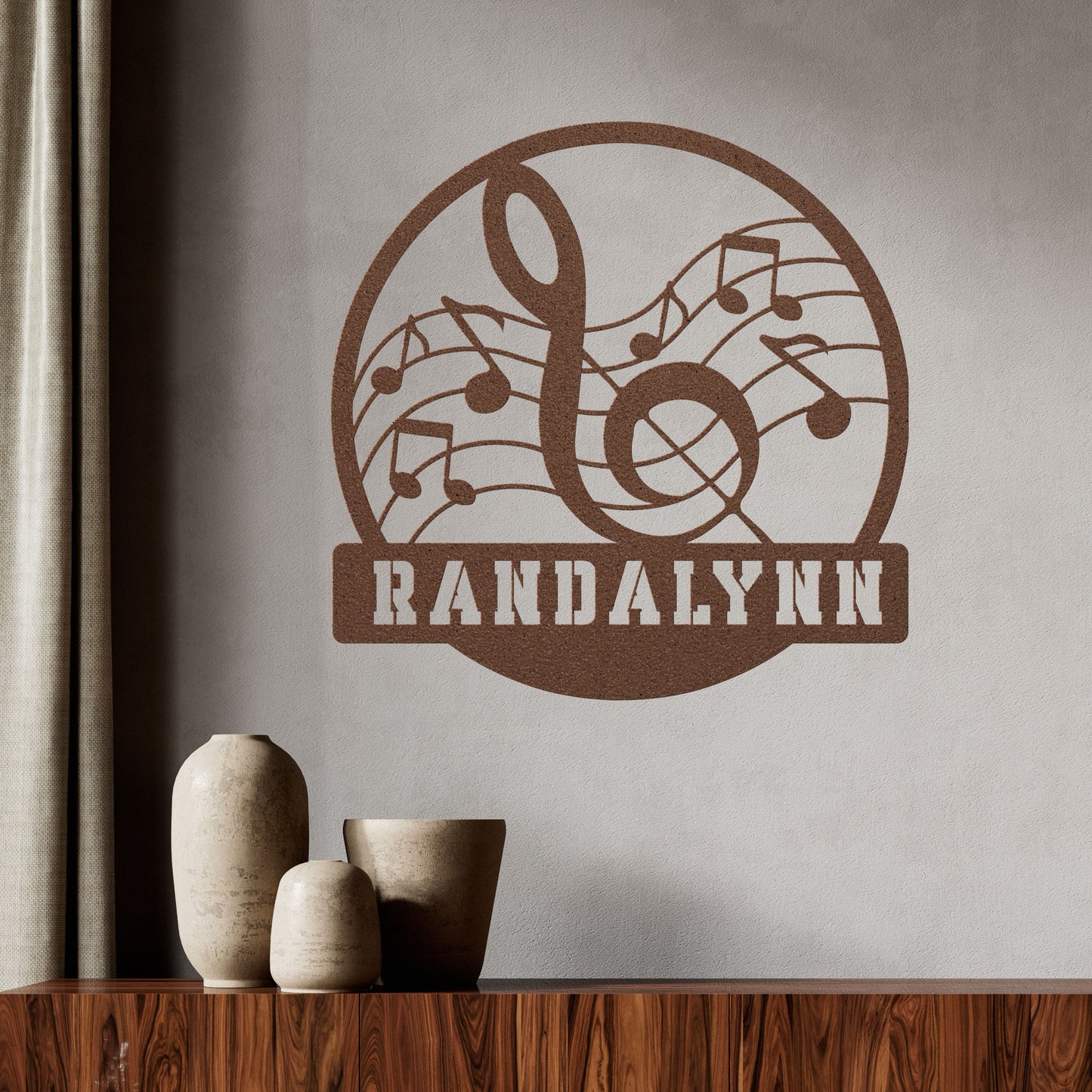Musical Notes with Treble Cleft Metal Sign