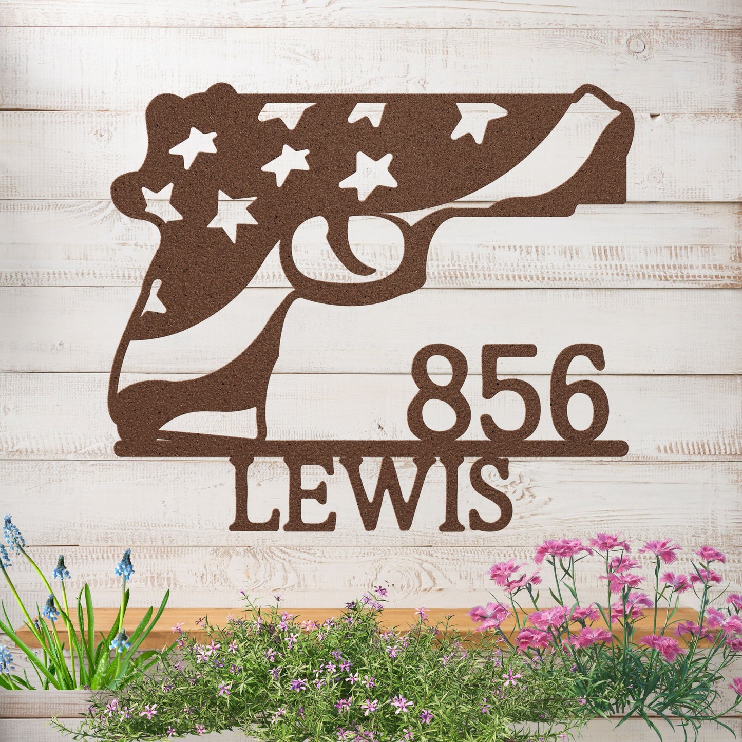 Patriotic Metal Address Sign USA Flag