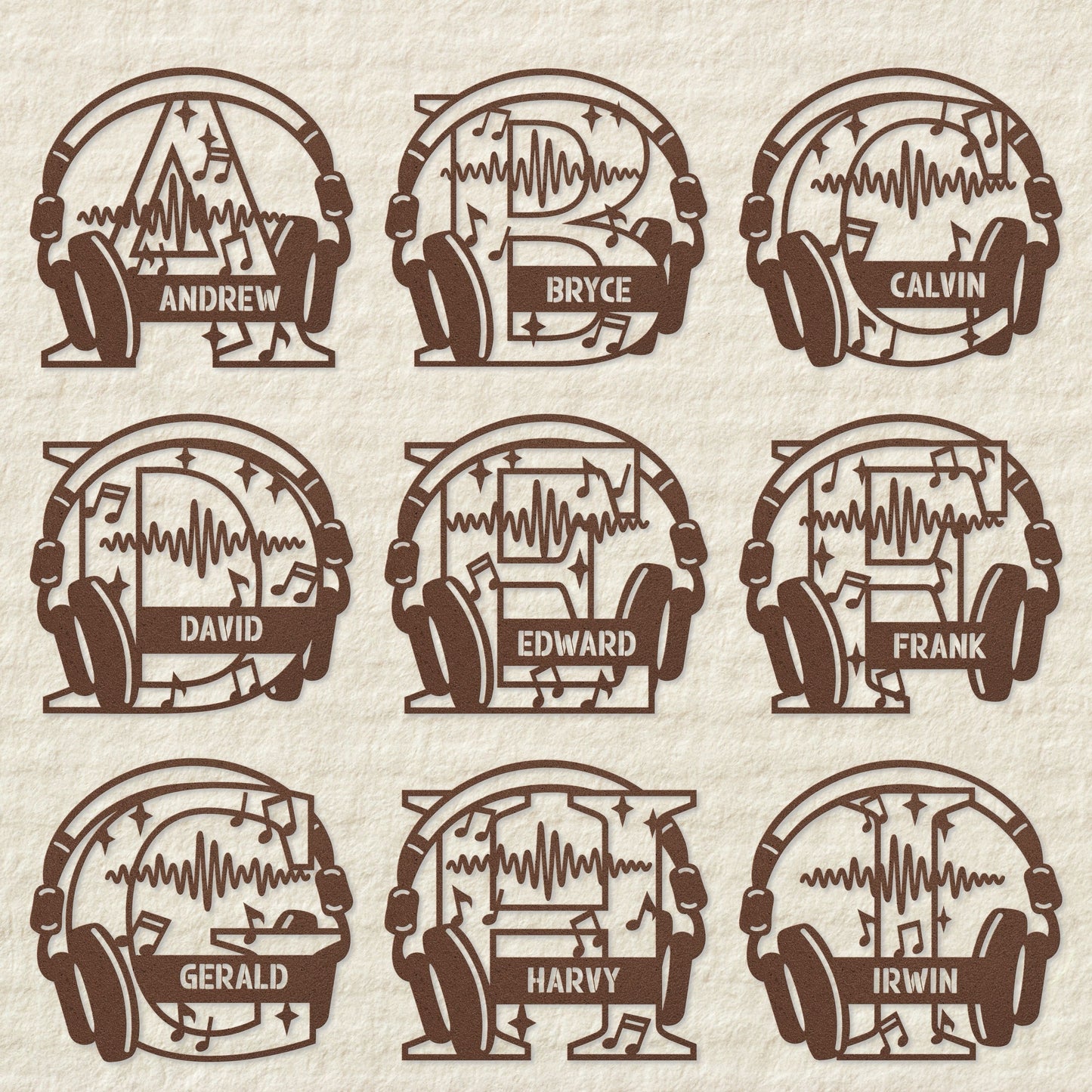Personalized Headphones Monogram Metal Sign