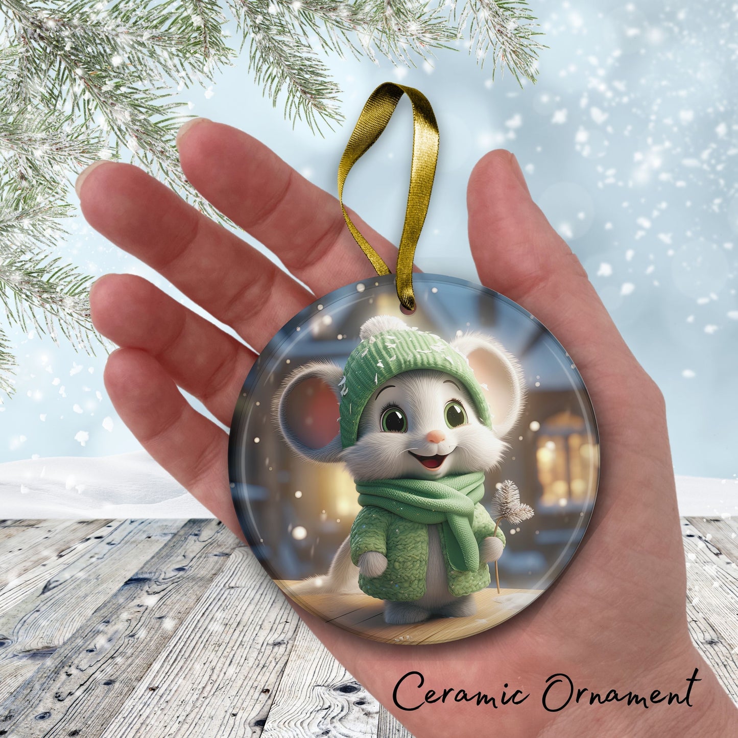 Cute Baby Mouse Animal Ceramic Ornament 153-03