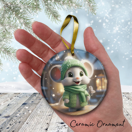 Cute Baby Mouse Animal Ceramic Ornament 153-03