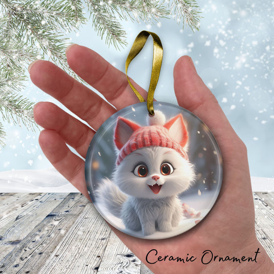 Cute Baby Kitty Animal Ceramic Ornament 153-17