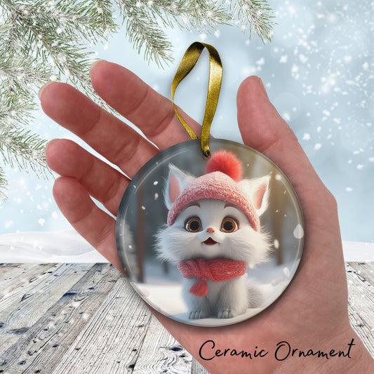 Cute Baby Kitty Animal Ceramic Ornament 153-18