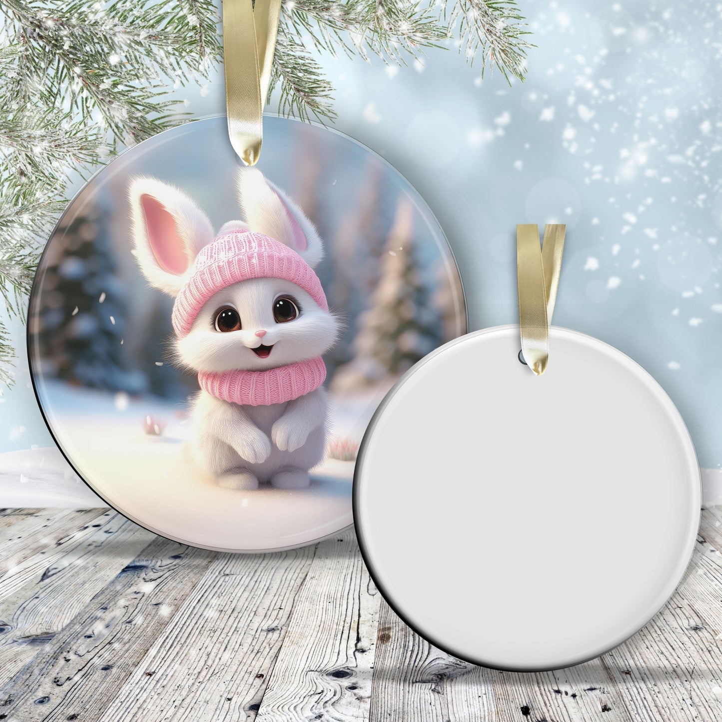 Cute Baby Bunny Animal Ceramic Ornament 153-24