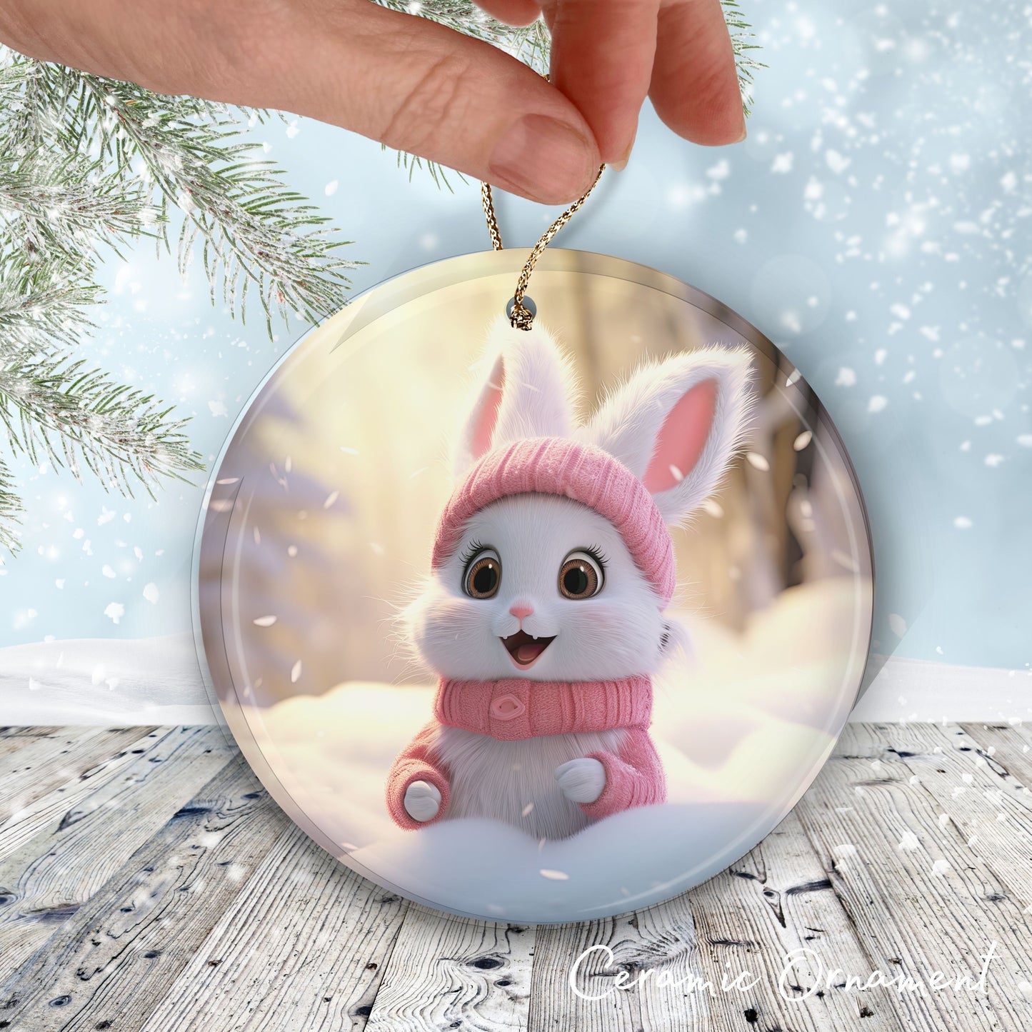 Cute Baby Bunny Animal Ceramic Ornament 153-25