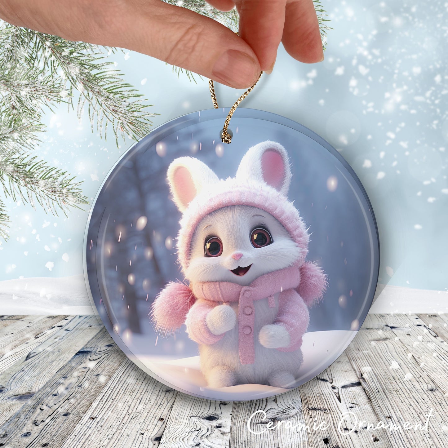Cute Baby Bunny Animal Ceramic Ornament 153-26