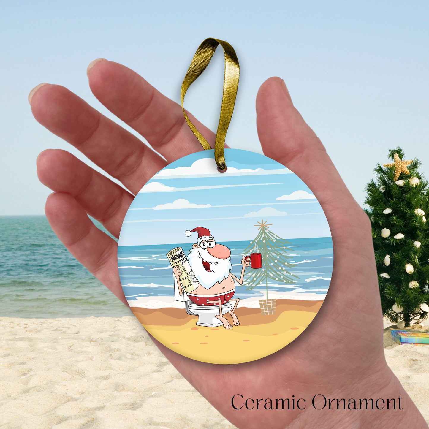Funny Santa Christmas in July Ornament 77-01