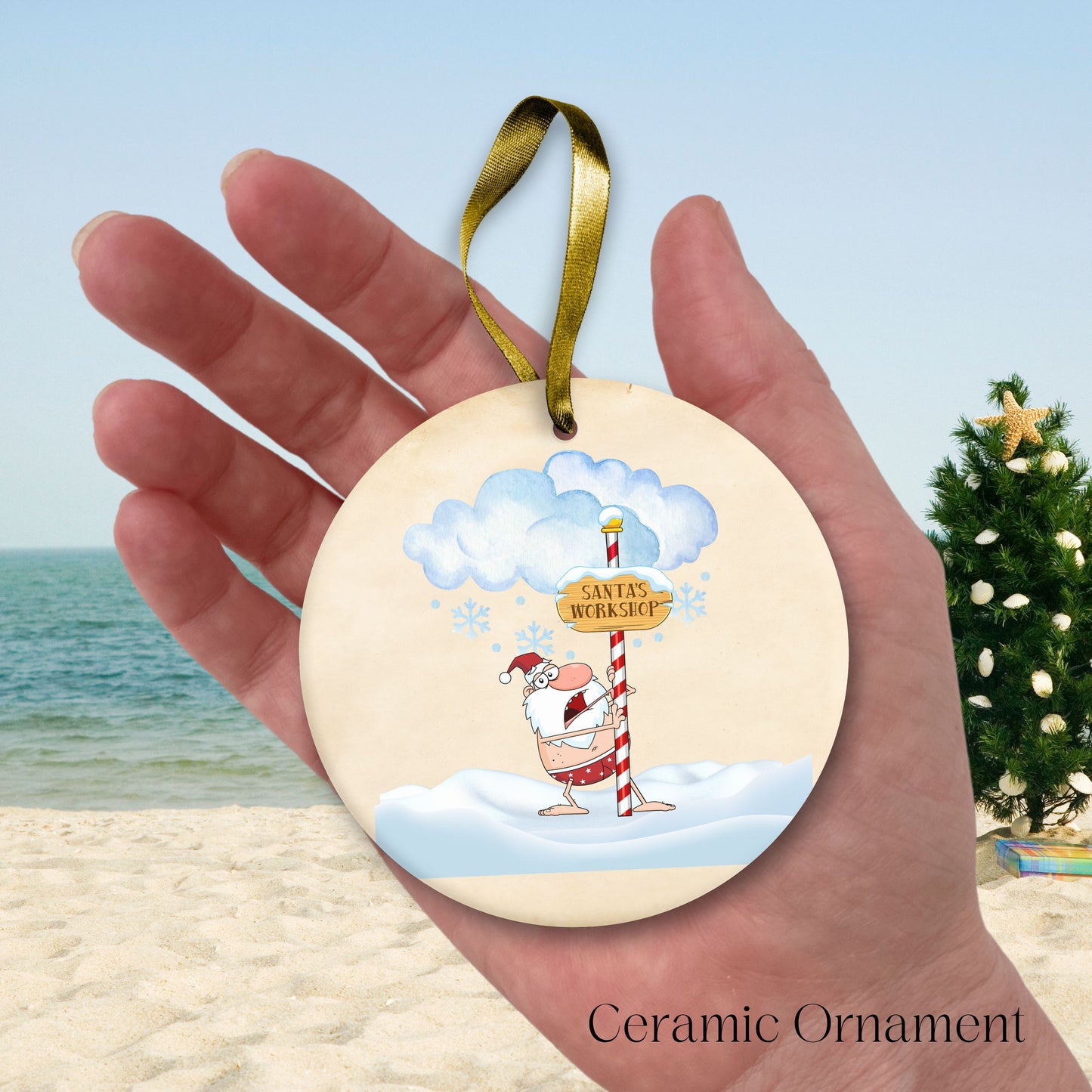 Funny Santa Christmas in July Ornament 77-02