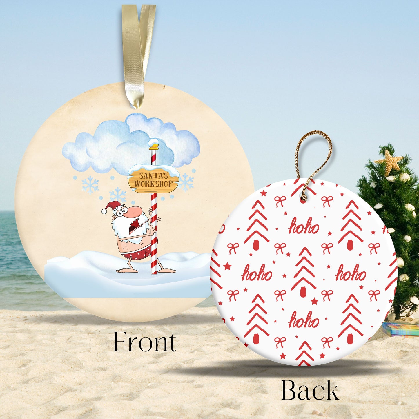Funny Santa Christmas in July Ornament 77-02