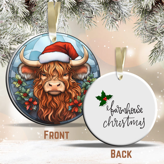 Stained Glass Farmhouse Christmas Animal Ceramic Ornament 71-05