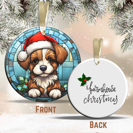 Stained Glass Farmhouse Christmas Animal Ceramic Ornament 71-13