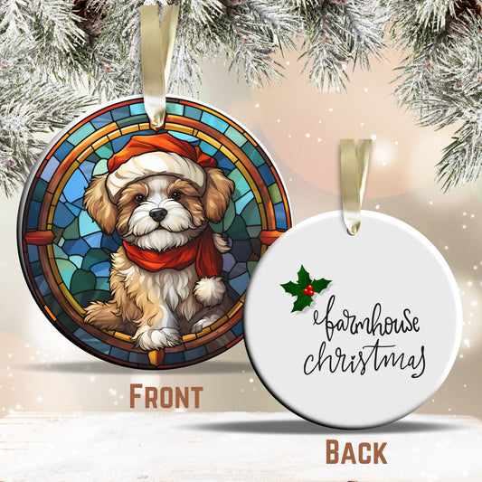 Stained Glass Farmhouse Christmas Animal Ceramic Ornament 71-14