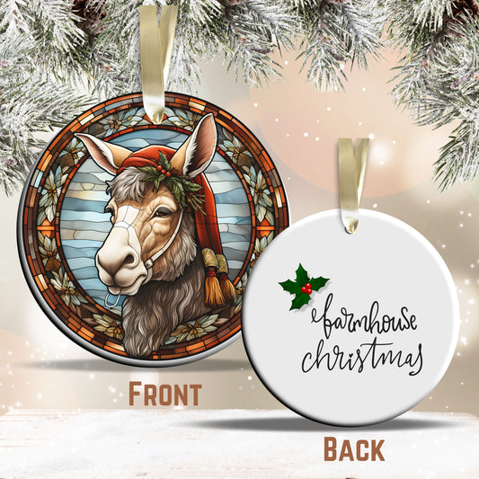 Stained Glass Farmhouse Christmas Animal Ceramic Ornament 71-16