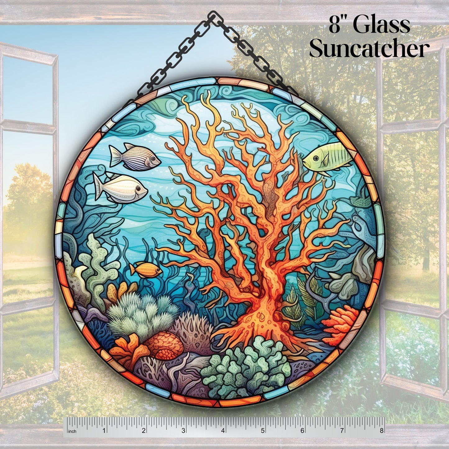 Glass Suncatcher Stained Glass 136-18 Coral Reef