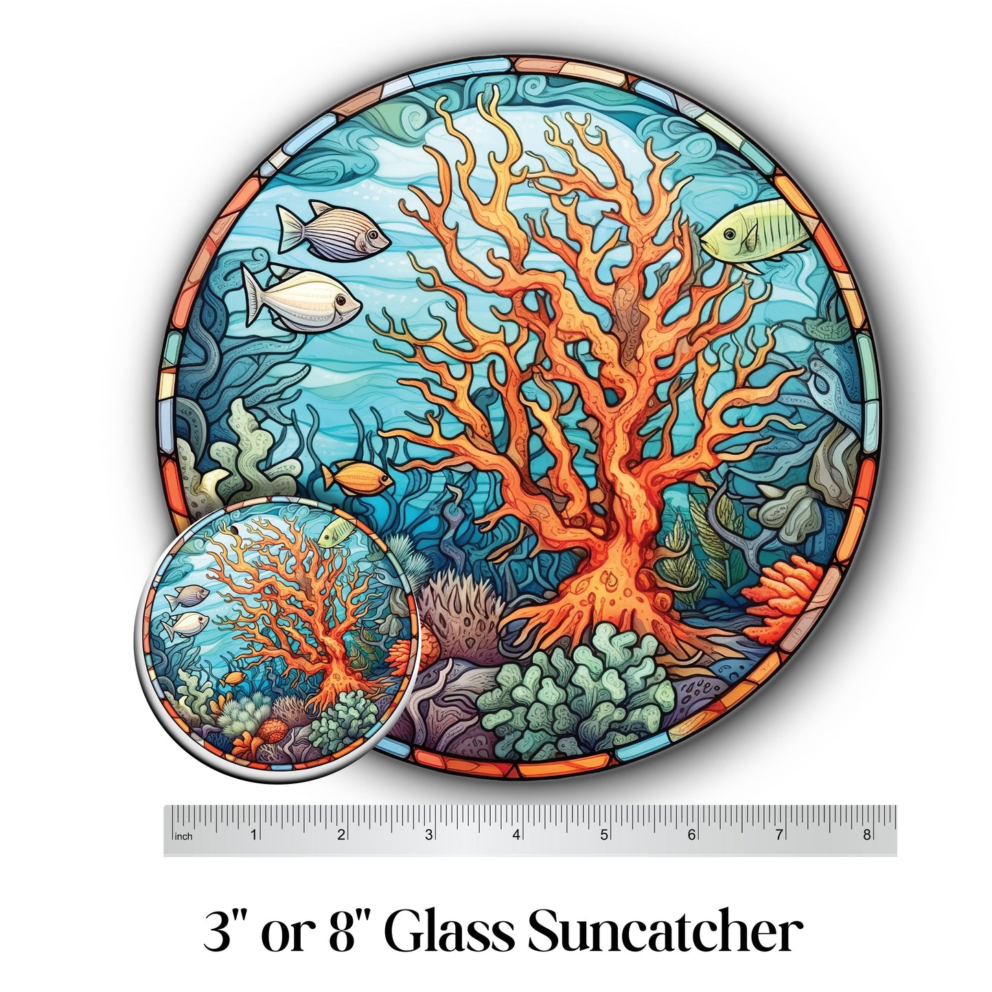 Glass Suncatcher Stained Glass 136-18 Coral Reef