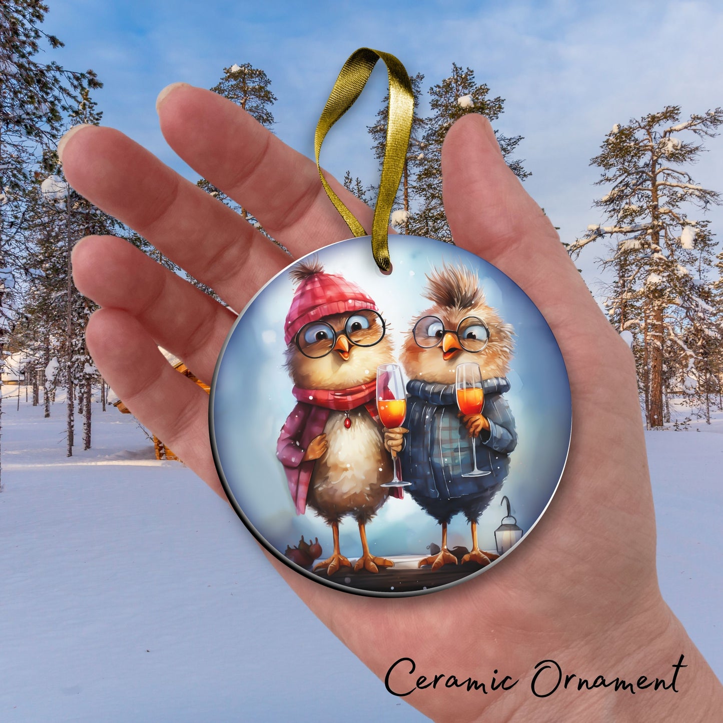 Funny Bird Christmas Ceramic Ornament 45-13