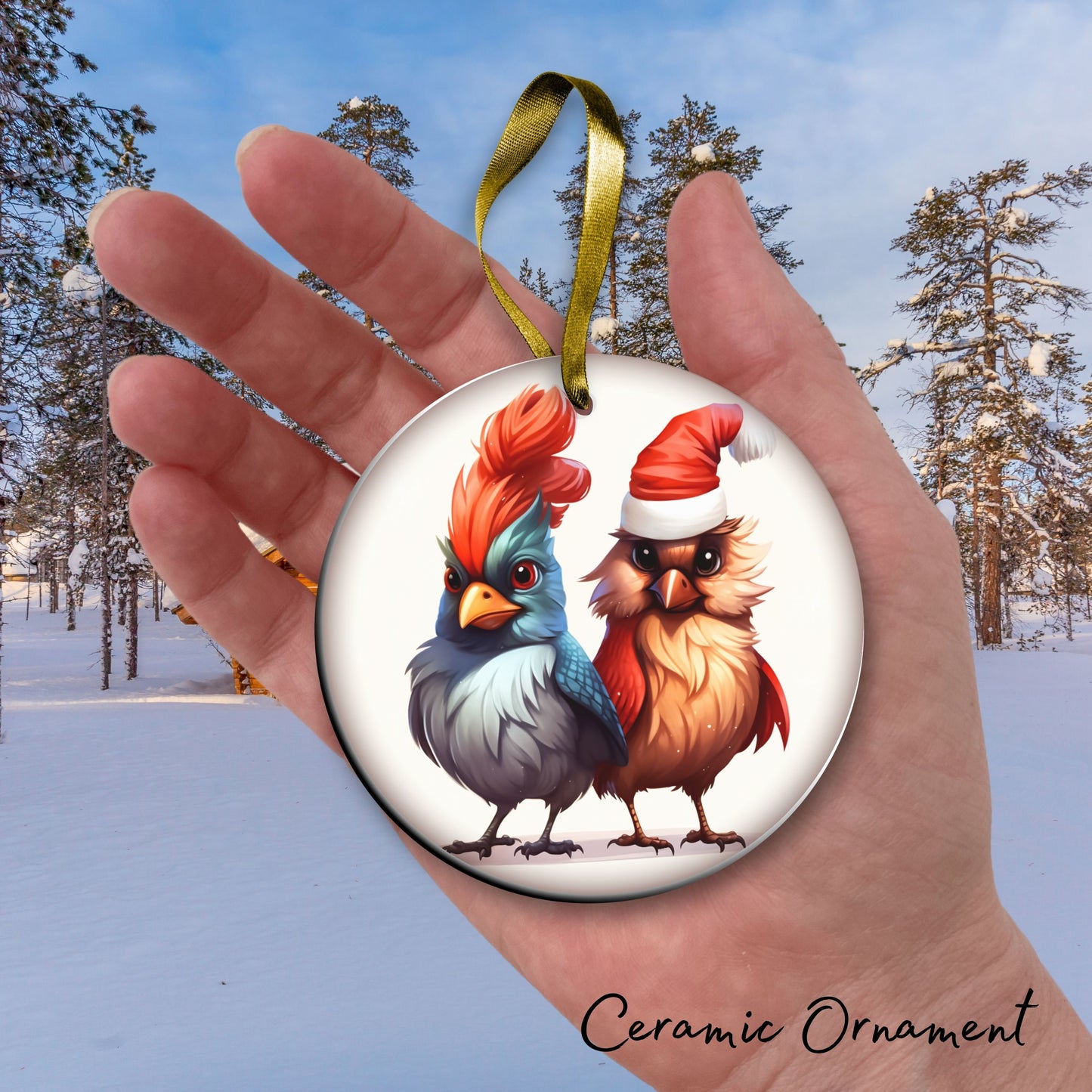 You and Me Funny Bird Christmas Ceramic Ornament 45-60