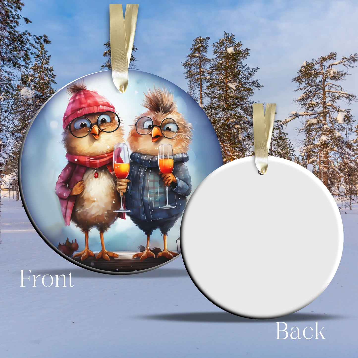 Funny Bird Christmas Ceramic Ornament 45-13