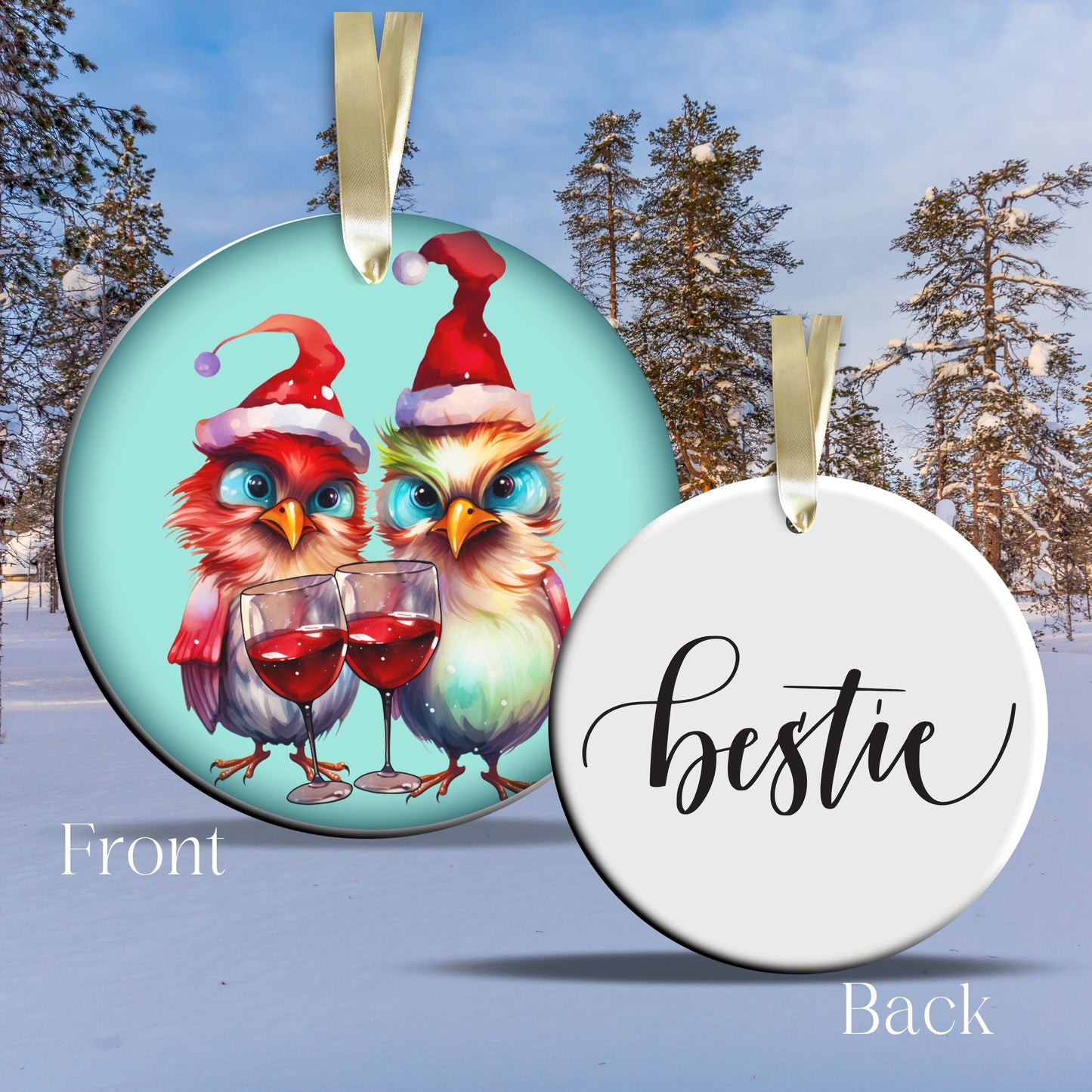 Funny Bird Christmas Ceramic Ornament 45-67