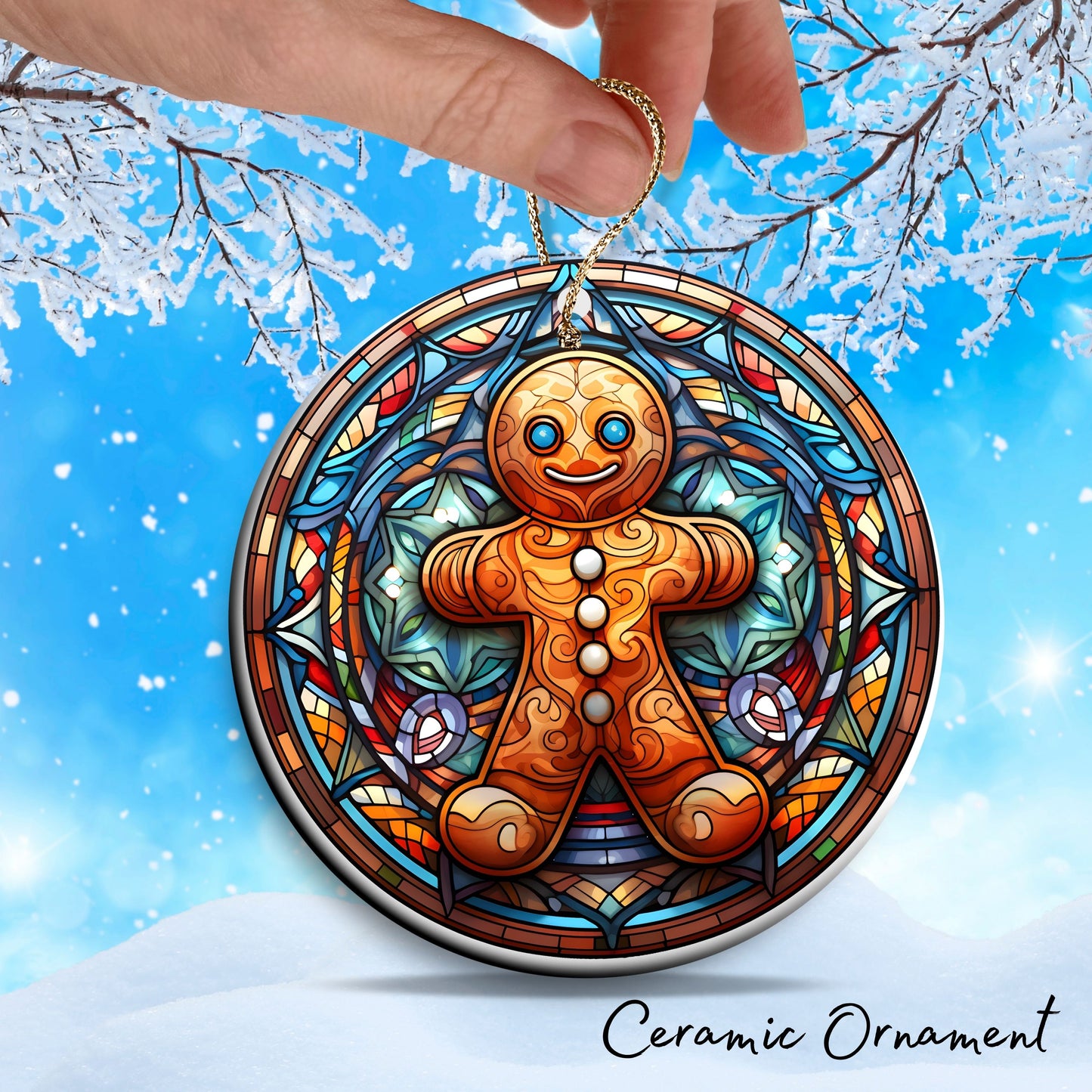Gingerbread Man Christmas Ceramic Ornament 15-30