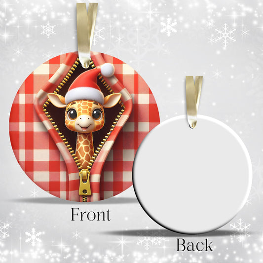 Cute Girrafe 3D Zipper Ornament Christmas Plaid 78-01