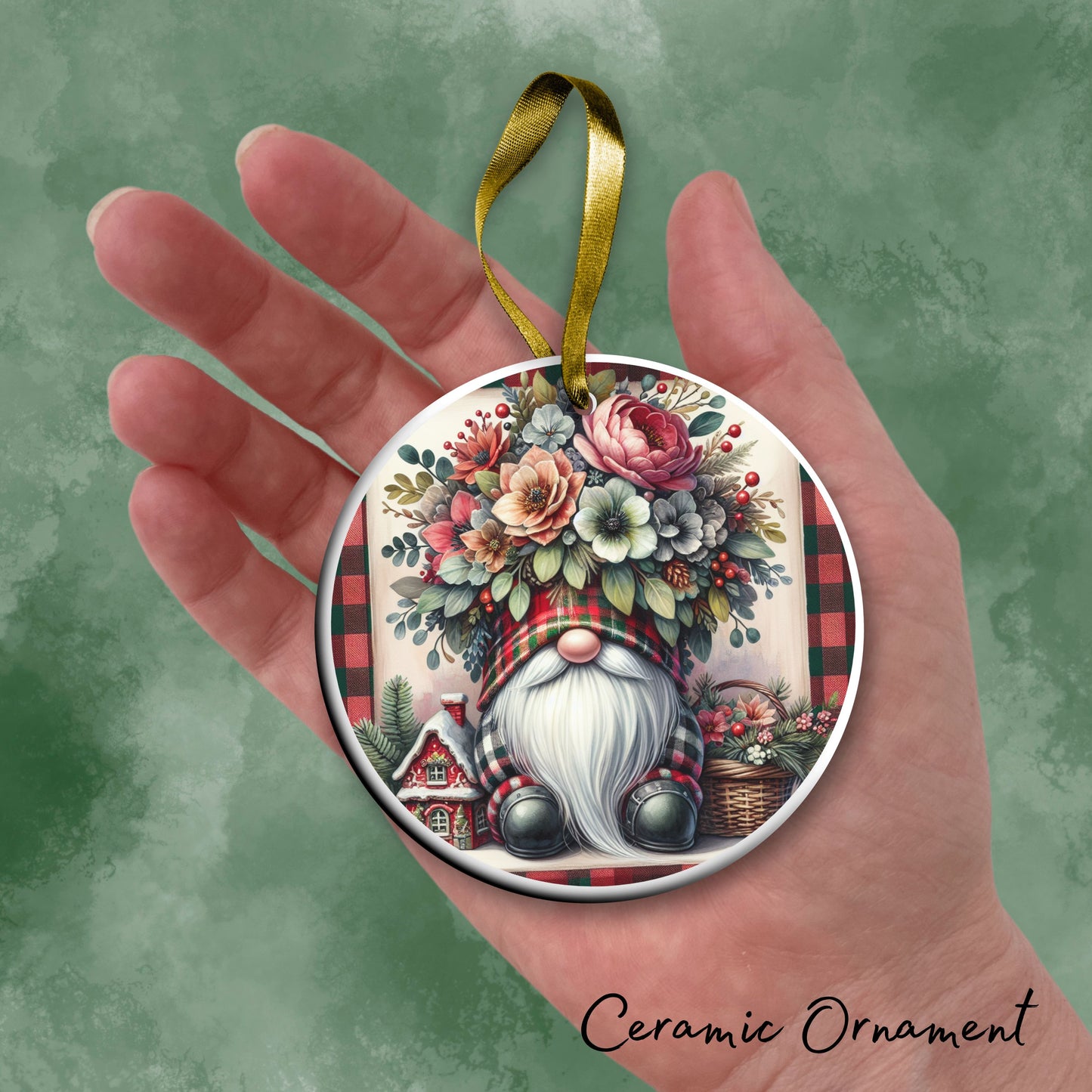 Gnome Christmas Ceramic Ornament 32-29