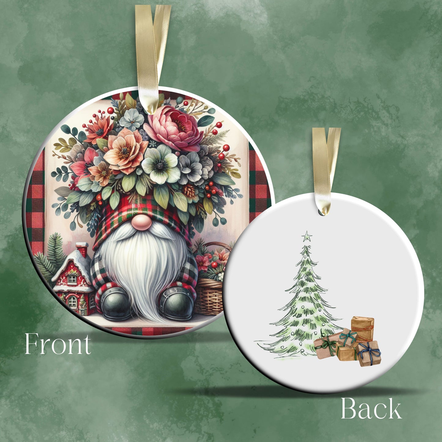 Gnome Christmas Ceramic Ornament 32-29
