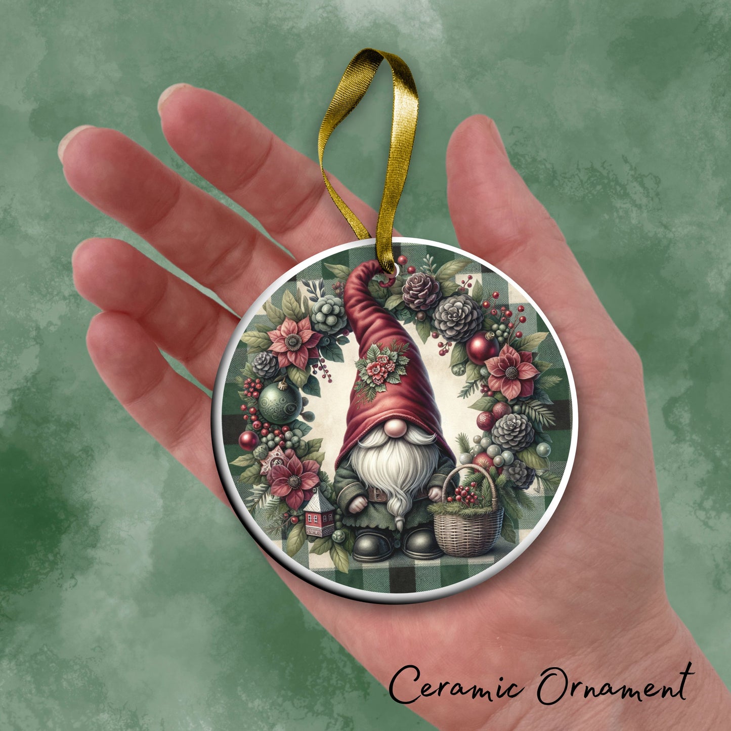 Gnome Christmas Ceramic Ornament 32-33