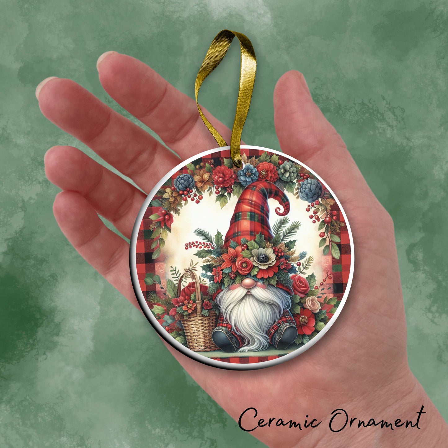 Gnome Christmas Ceramic Ornament 32-38