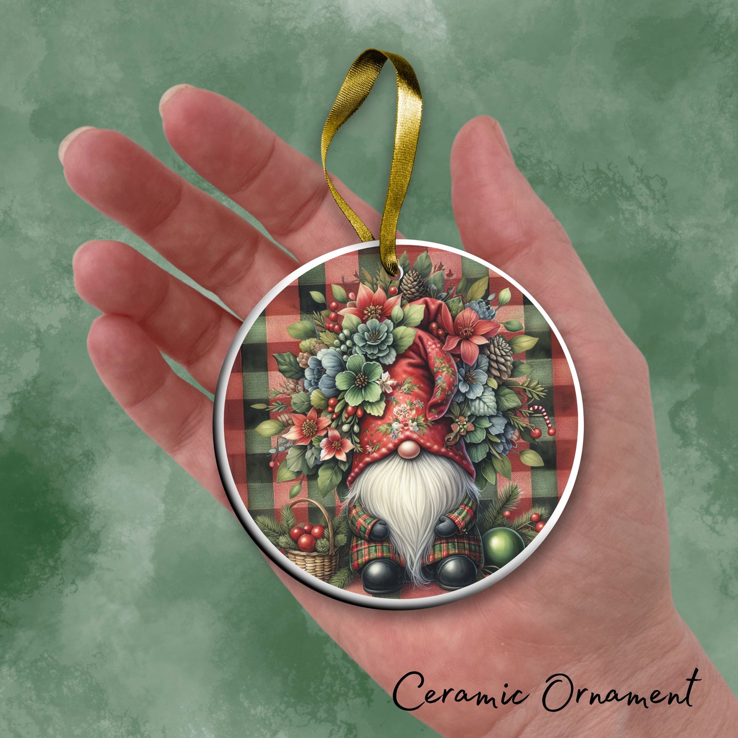 Gnome Christmas Ceramic Ornament 32-39