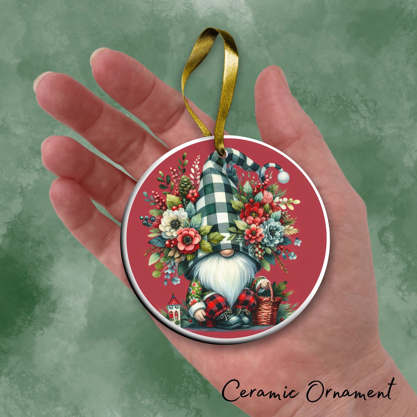 Gnome Christmas Ceramic Ornament 32-40