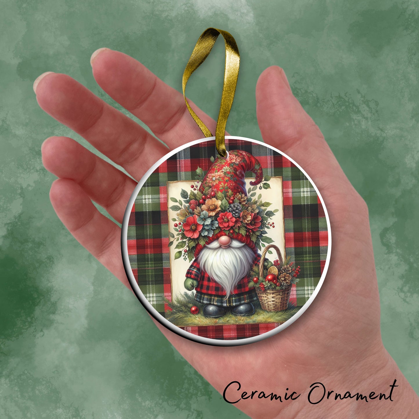 Gnome Christmas Ceramic Ornament 32-43