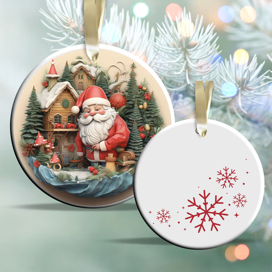 Whimsical Gnome Christmas Ceramic Ornament 70-03