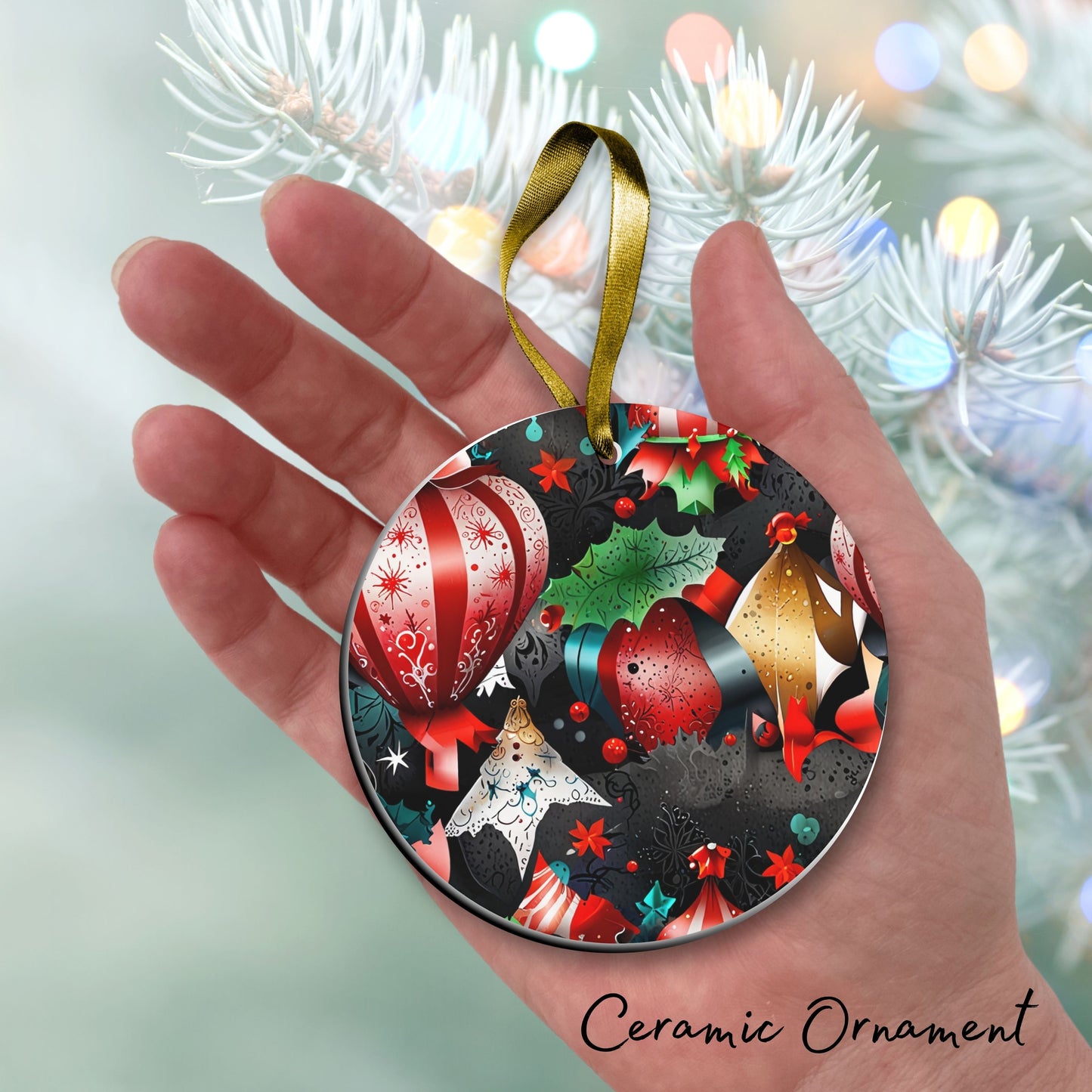 Gothic Christmas Decor Ceramic Ornament 64-03