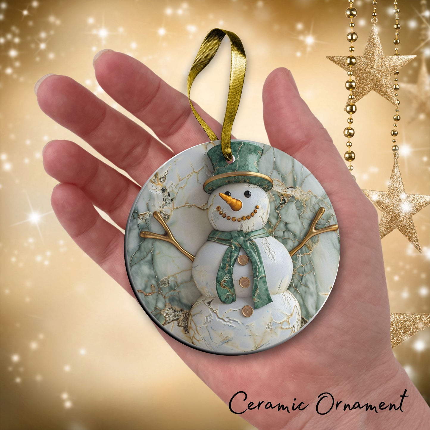 Christmas Snowman Ceramic Ornament 34-12