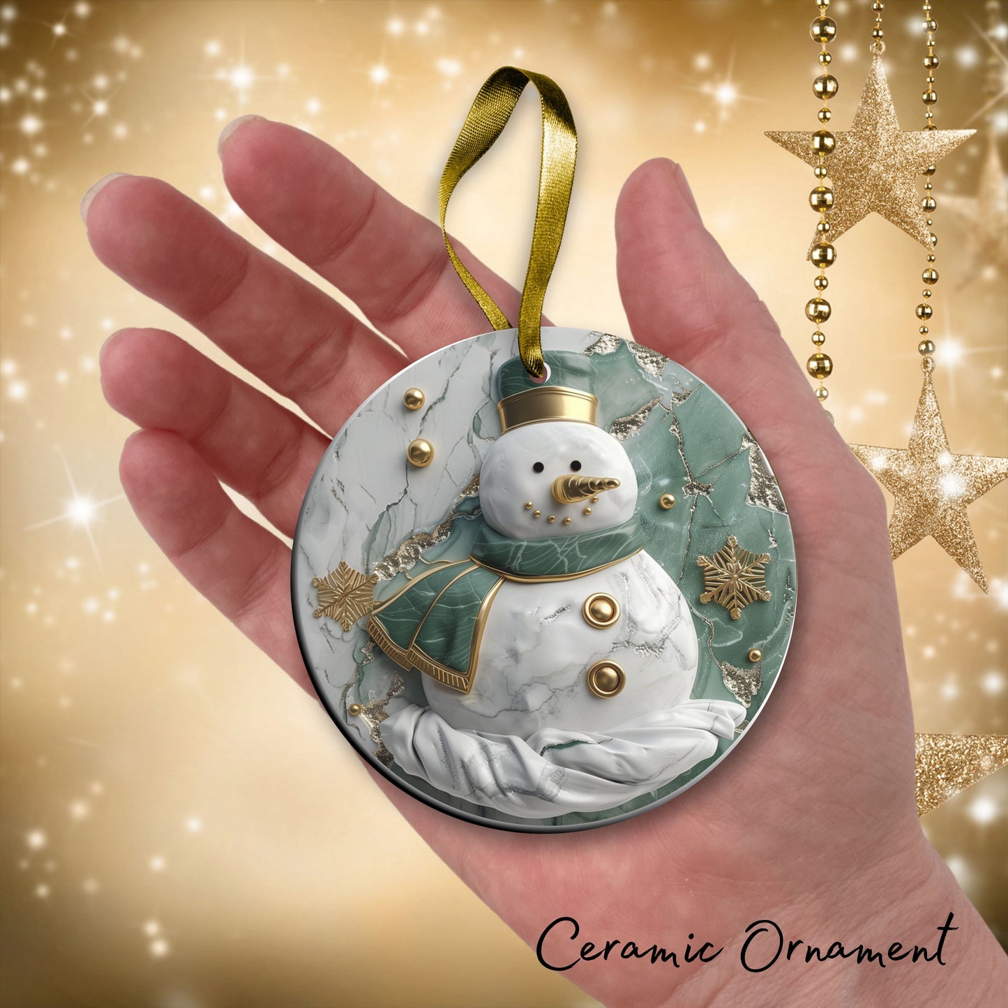 Christmas Snowman Ceramic Ornament 34-14