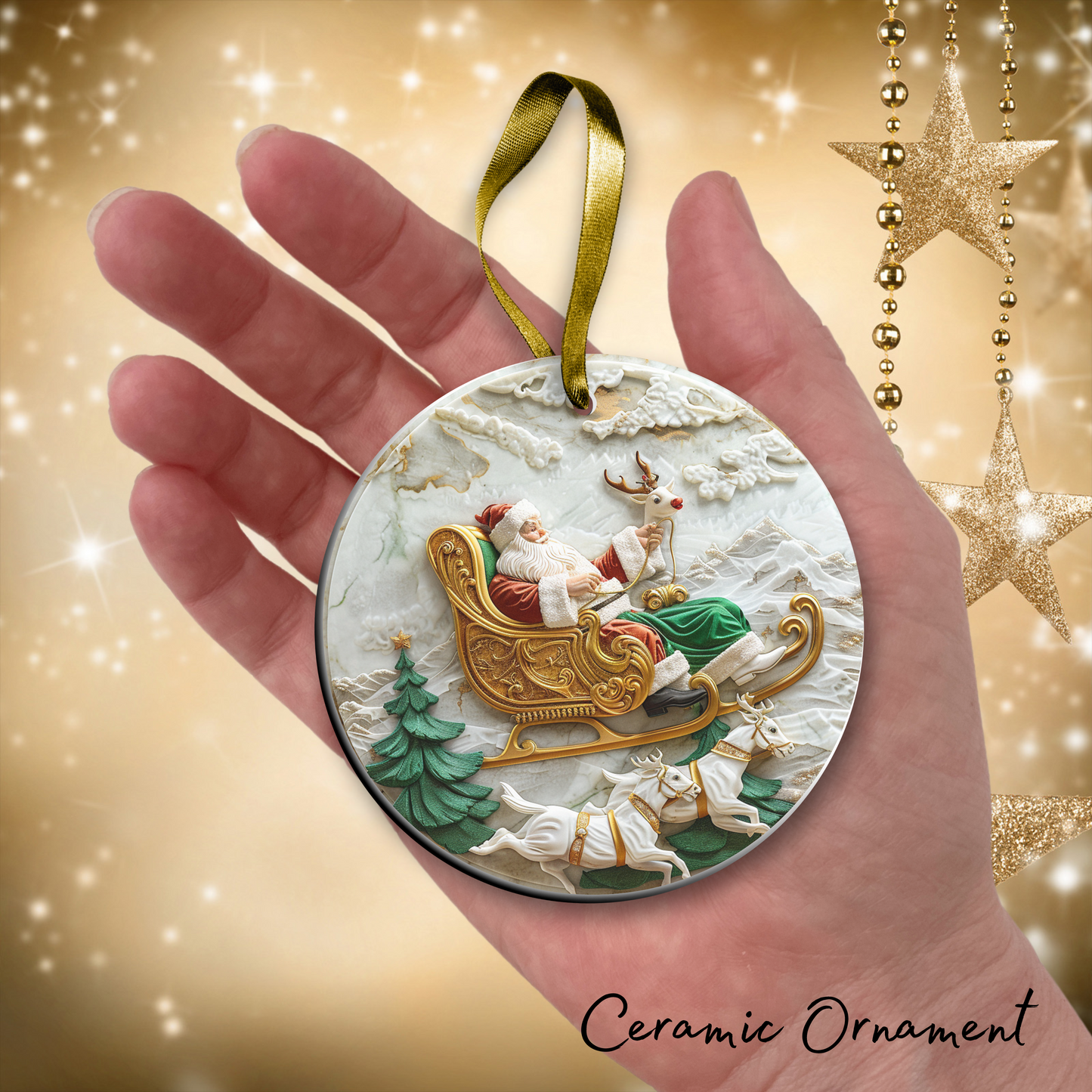 Christmas Santa Ceramic Ornament 34-27