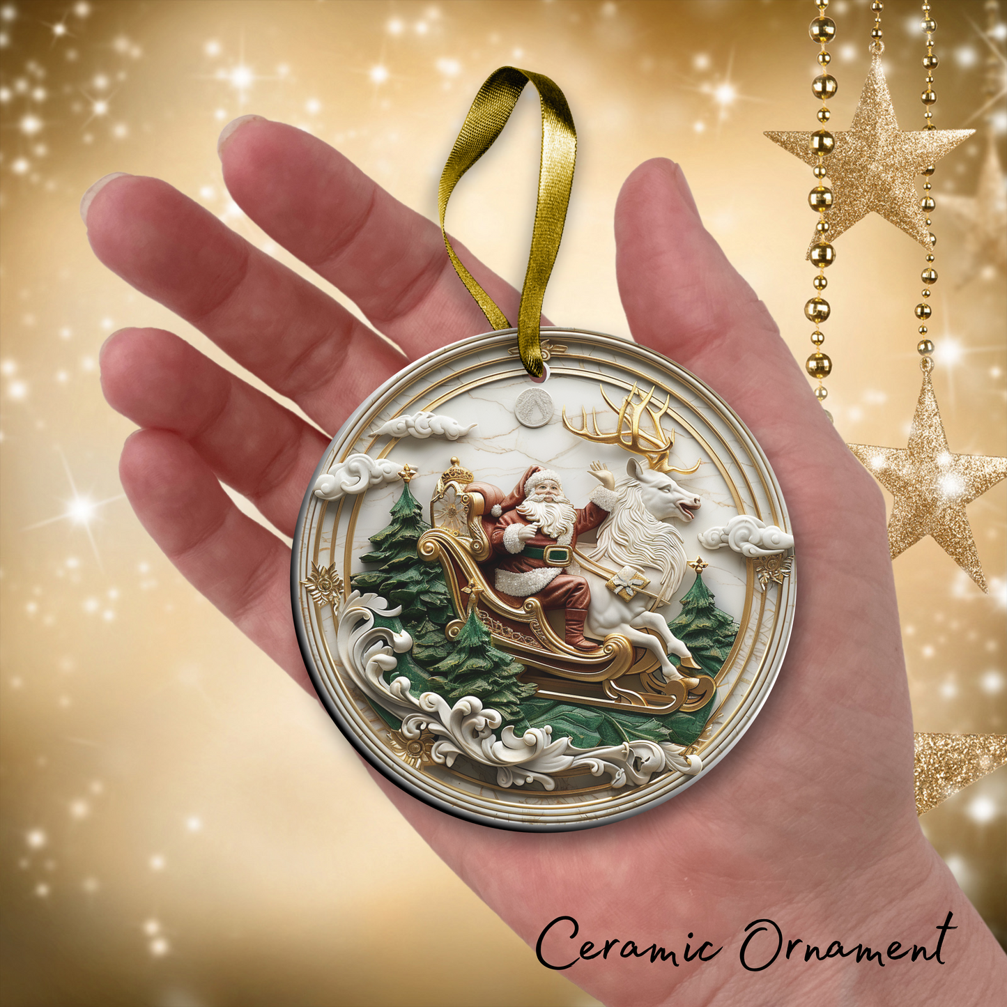 Christmas Santa Ceramic Ornament 34-28