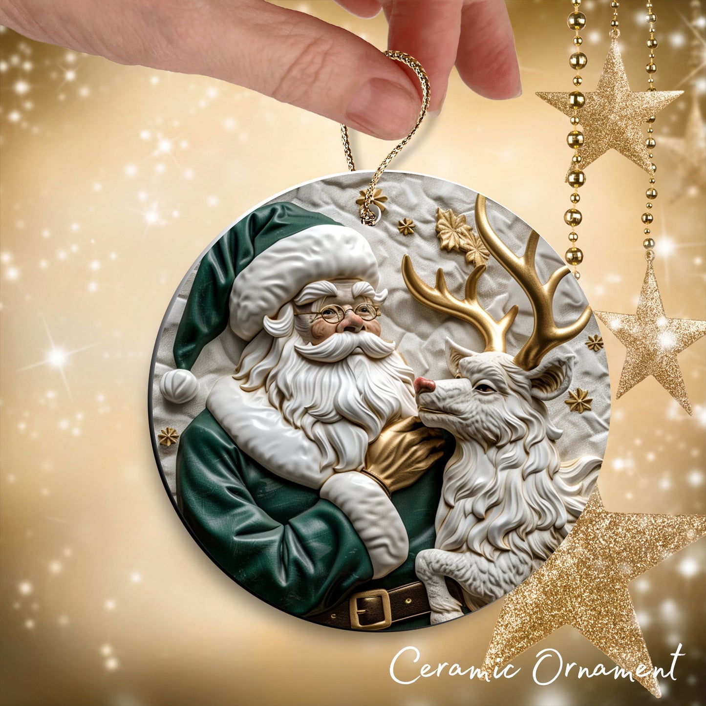 Christmas Santa Ceramic Ornament 34-30