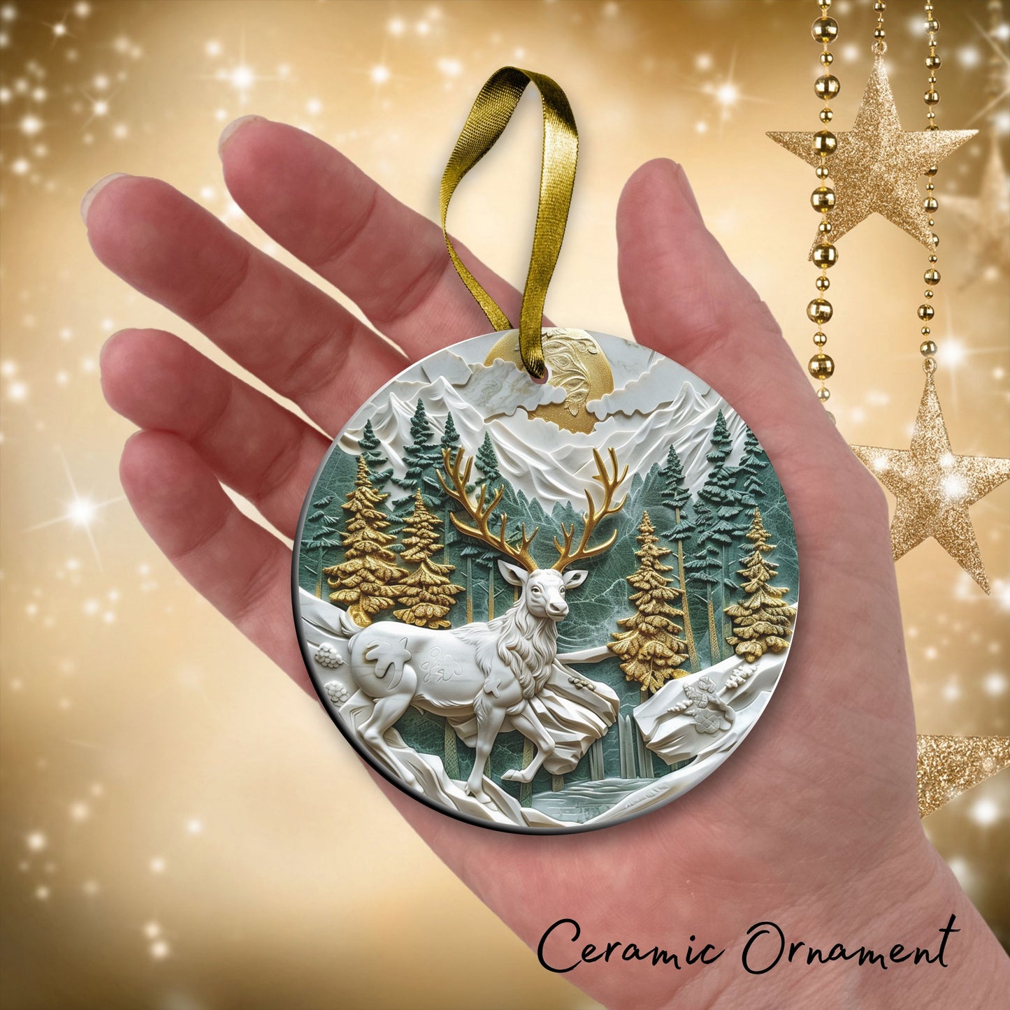 Christmas Reindeer Ceramic Ornament 34-34