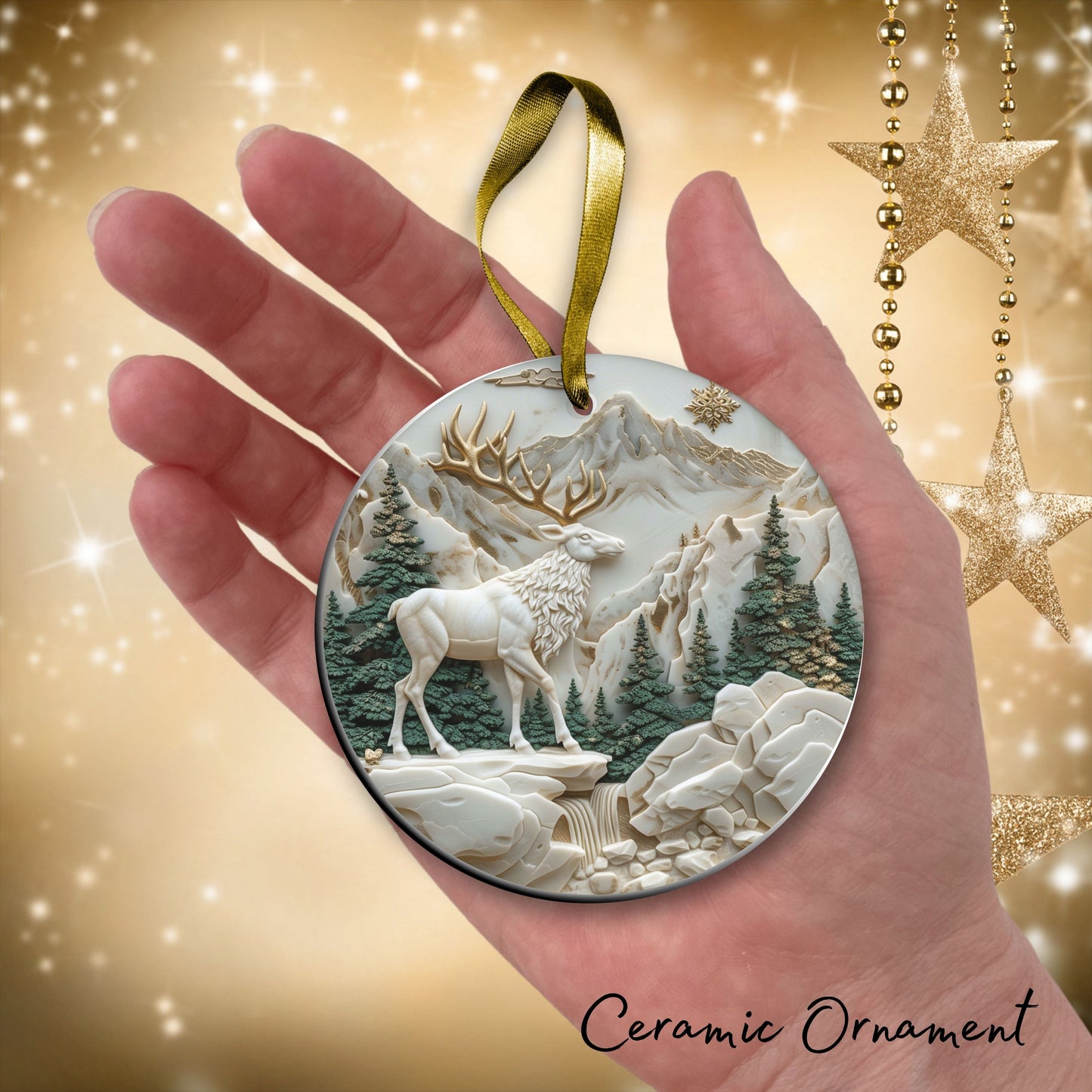Christmas Reindeer Ceramic Ornament 34-35