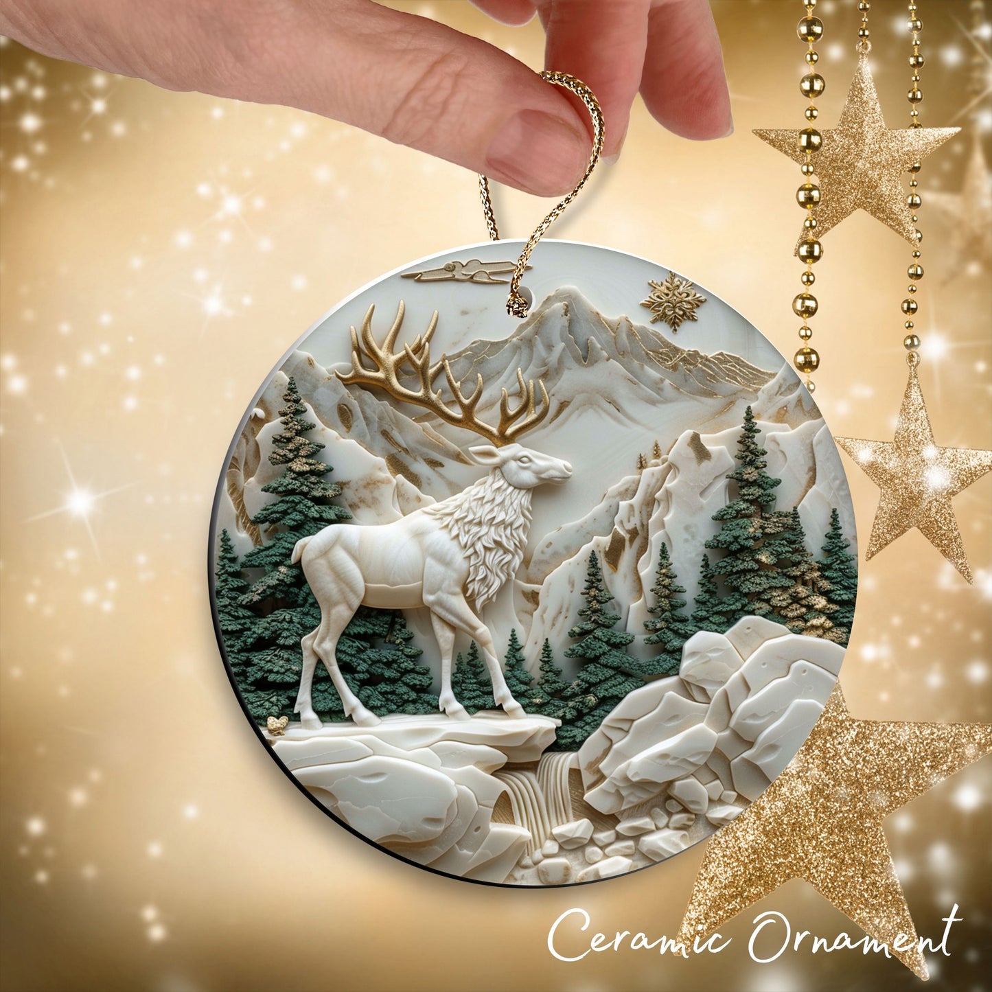 Christmas Reindeer Ceramic Ornament 34-35
