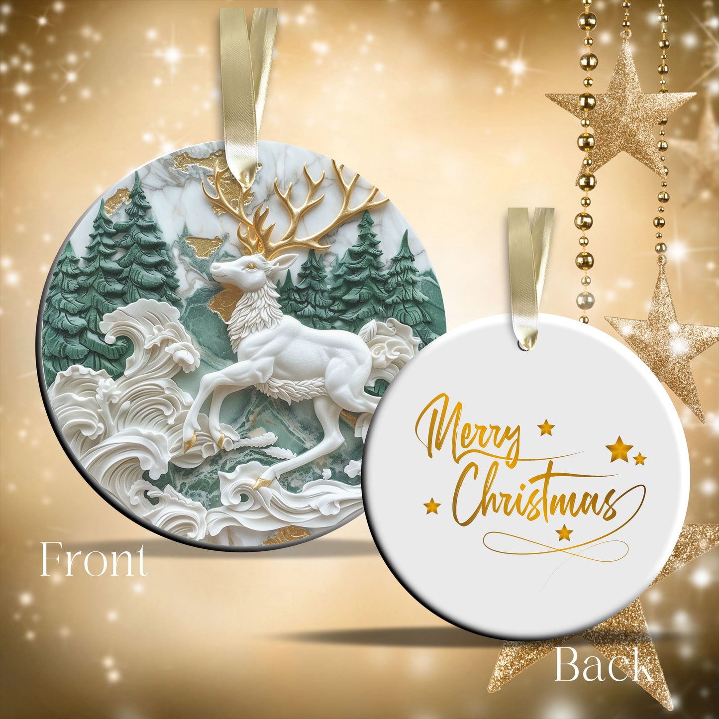 Christmas Reindeer Ceramic Ornament 34-76